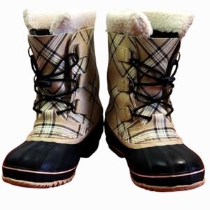 SOREL Waterproof Burberry Plaid Winter Boots with Bootliner (6)